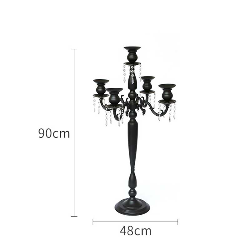 Black Wrought Iron Floor Candelabra,faux crystal pendants Color:Black 2