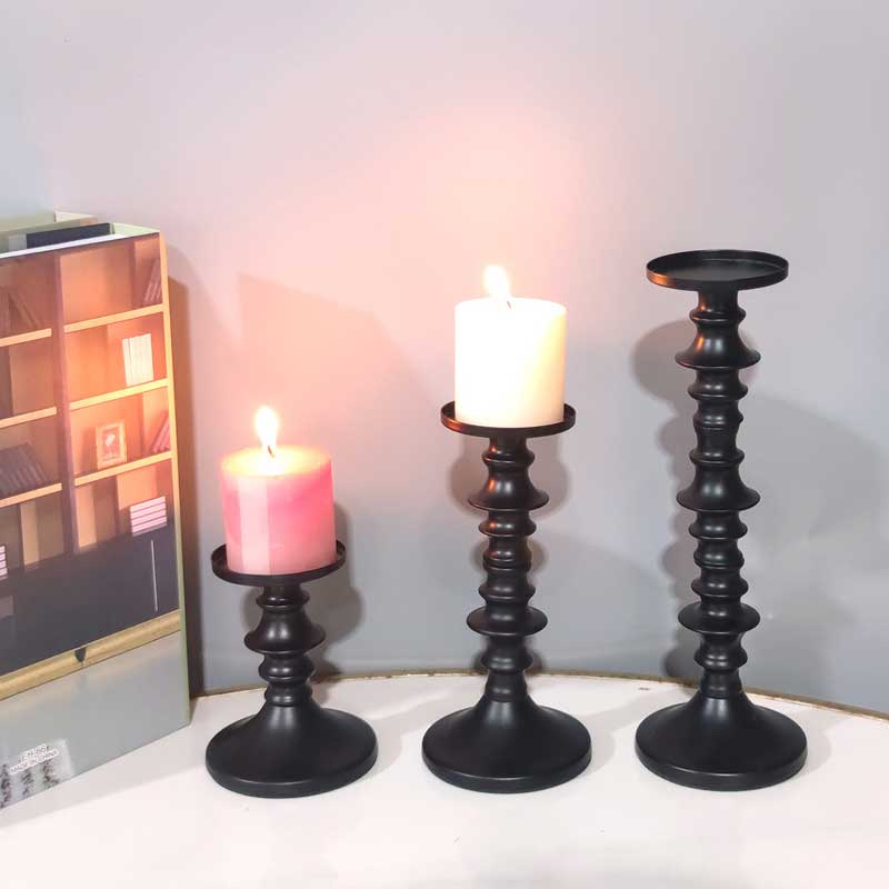 Set of 3 Vintage Iron Segmented Candlestick Holders Color:Gold 1