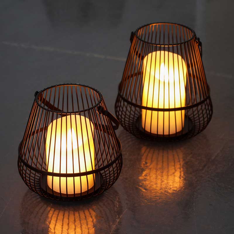 Portable Minimalist Iron frame Cage Candlestick Color:Black 2