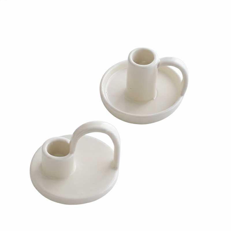 Minimalist Nordic Ceramic Single Candle Holder with Handle