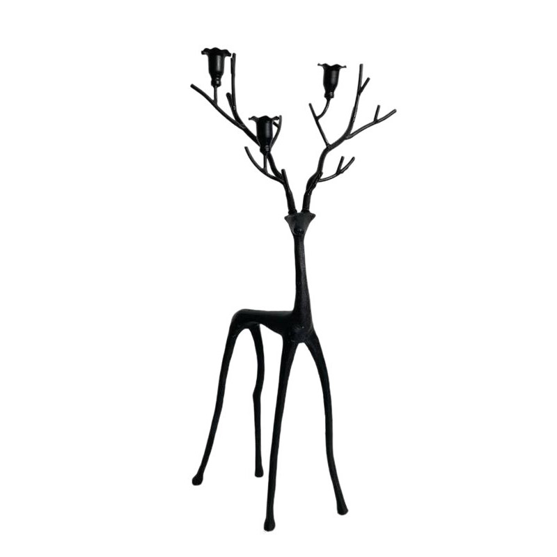 Deer Antlers Branches Iron Candle Holder (Set of 2) Black  