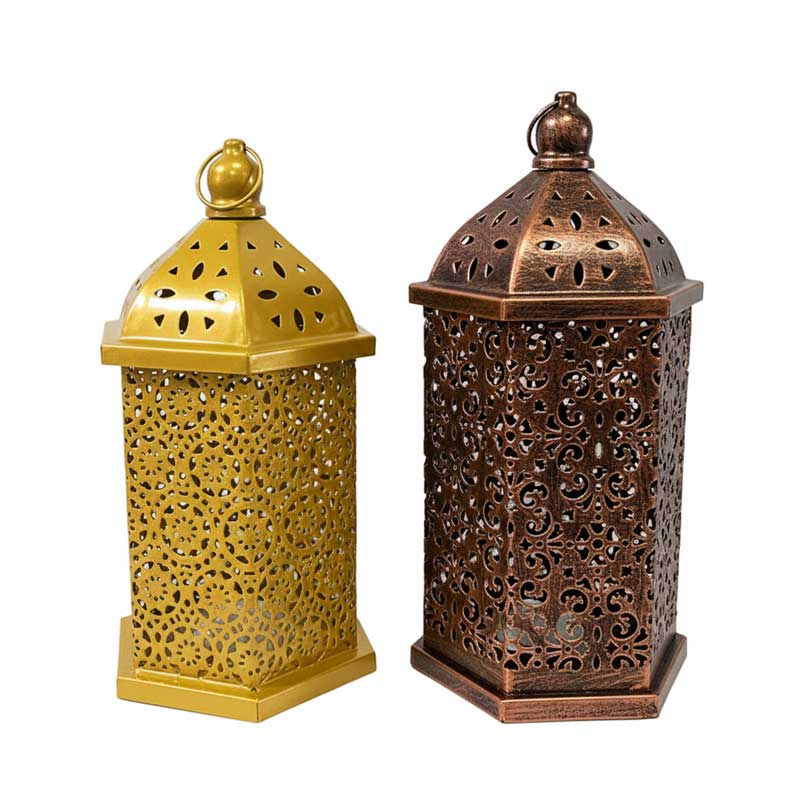 Vintage Moroccan Hollow Iron Lantern Candle Holder