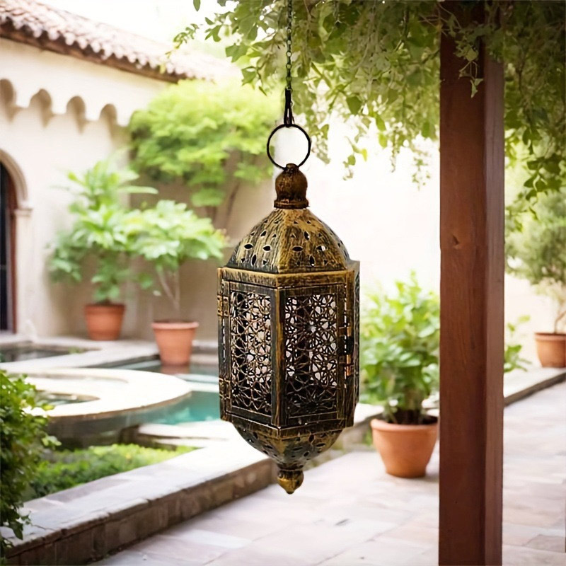 Vintage Middle Eastern Hanging Iron Lantern Size:13*13*31.5cm 2