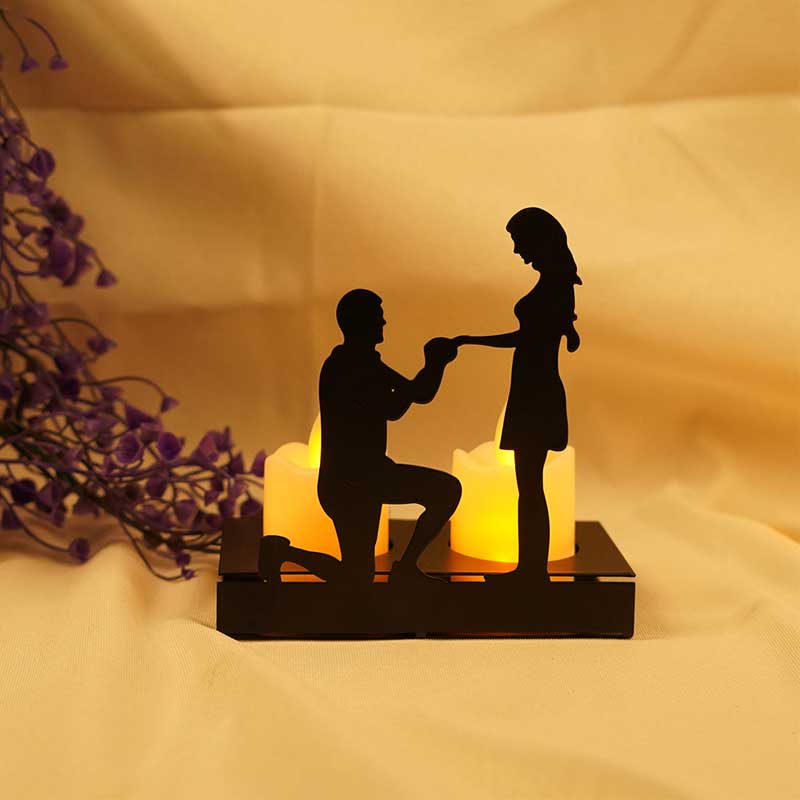 Romantic Love Silhouette Tealight Candle Holder Style4  , Creative Iron Couple Figurine - Wedding & Anniversary Gift