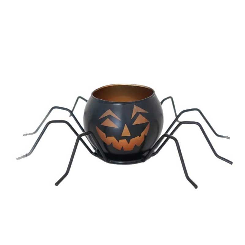 Halloween Jack-o'-Lantern Spider Iron Candle Holder