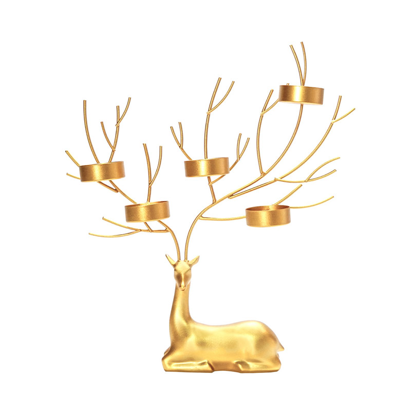 White/Gold Reindeer Antlers Candle Holder