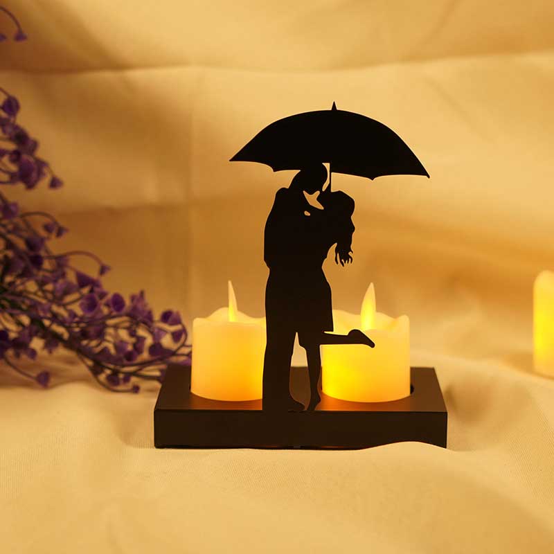 Romantic Love Silhouette Tealight Candle Holder Style3  , Creative Iron Couple Figurine - Wedding & Anniversary Gift