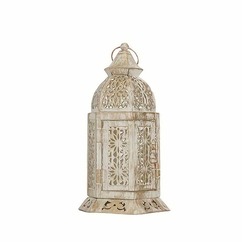 Moroccan Hollow Iron Candle Holder/Lantern (Vintage Bronze / Cream White) Color:off-white 3