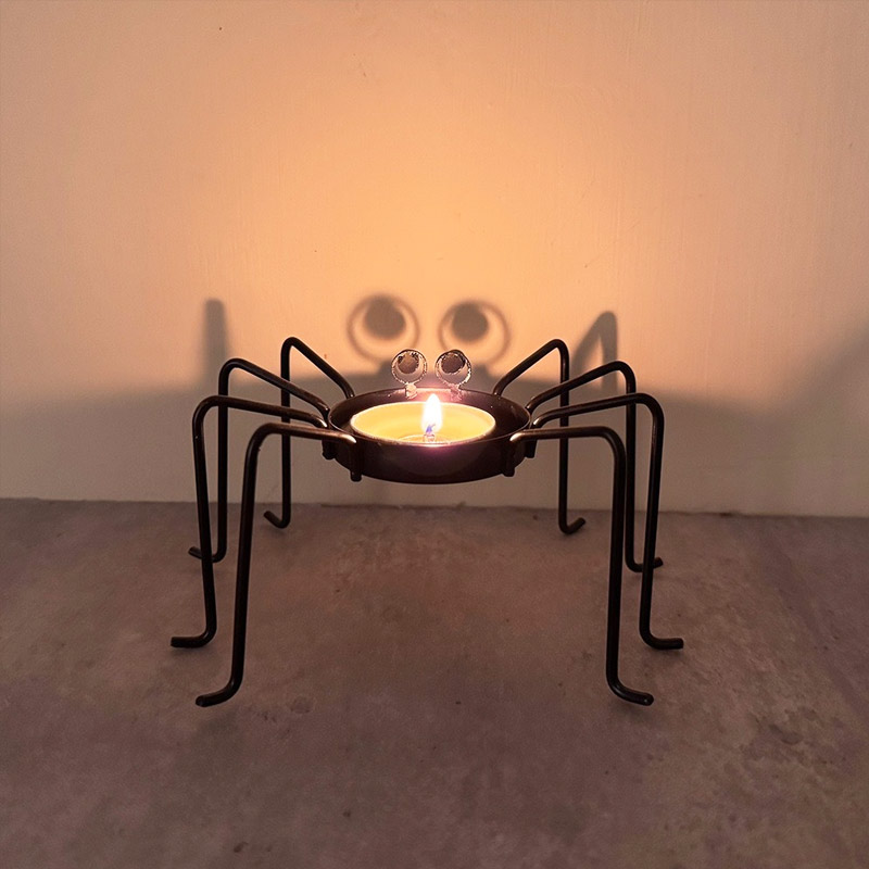 Halloween Long Legs Metal Spider Tealight Candle Holder Color:Black;Size:15.5*15.5*9.2cm 1