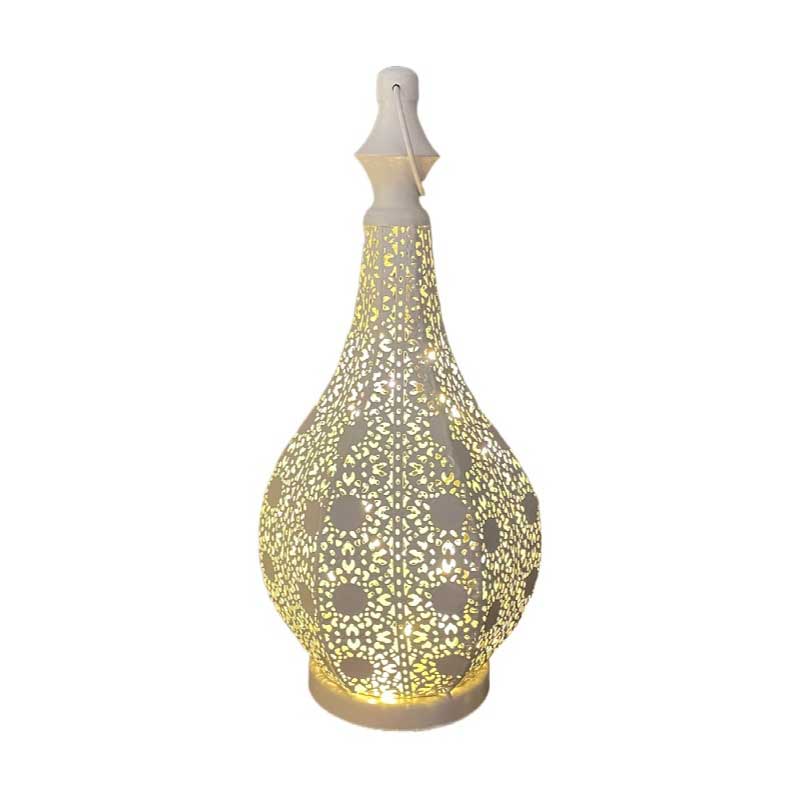 Gourd Shaped Hollow Iron Candle Holder, Moroccan  LED Lantern Lamp