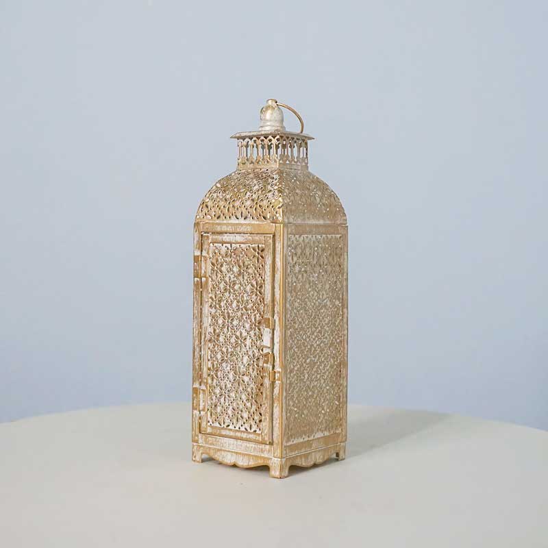 Floral Square Moroccan Vintage Hollow Iron Candlestick / Lantern Size:9*9*31cm 2