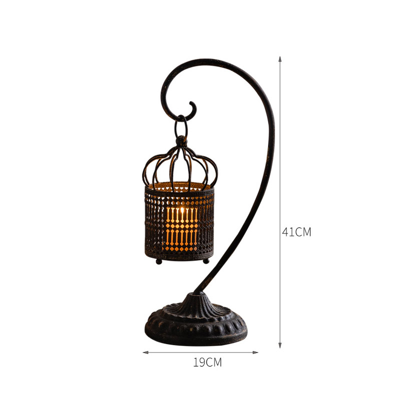 Vintage Wrought Iron Hanging Candle Holder,Curved Stand patterned base Color:Black