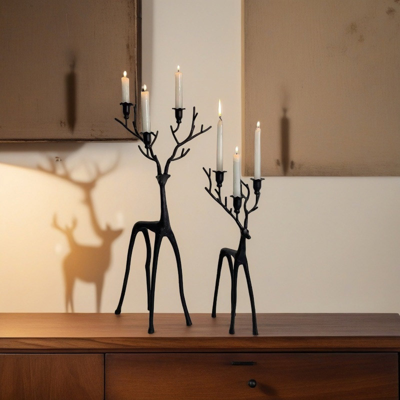 Deer Antlers Branches Iron Candle Holder (Set of 2) Color:Black;Size:16*15*46cm 5