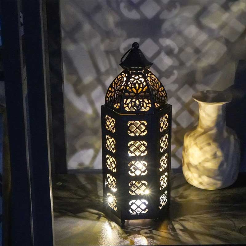 Moroccan Hollow Wrought Iron Candle Lantern Size:12*12*28cm 3