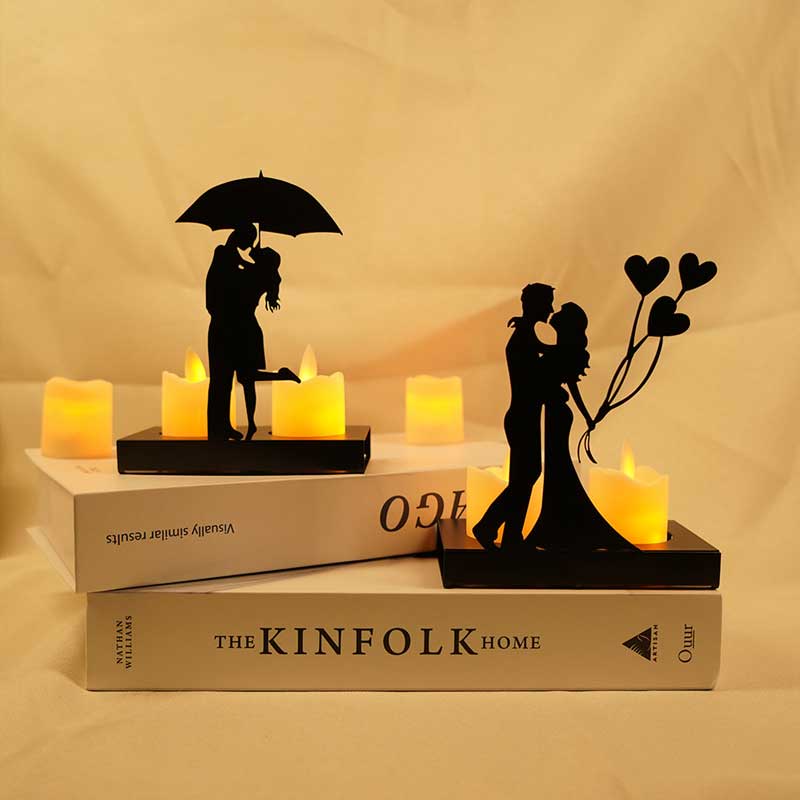 Romantic Love Silhouette Tealight Candle Holder Style:Style1 1