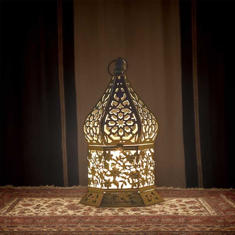 Floral Moroccan Iron Candle Lanterns with Intricate Cutouts Size:13*13*20.5cm 2