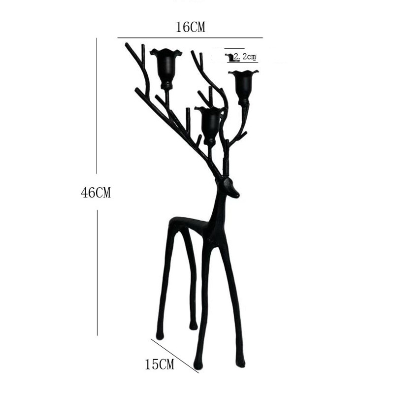 Deer Antlers Branches Iron Candle Holder (Set of 2) Color:Black;Size:16*15*46cm 1