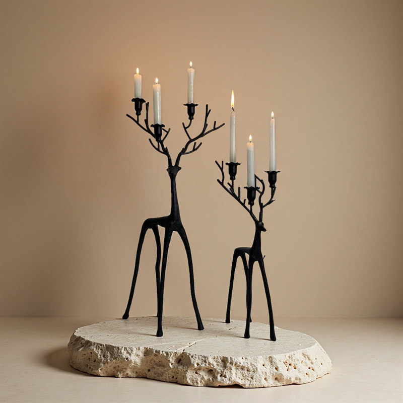 Deer Antlers Branches Iron Candle Holder (Set of 2) Color:Black;Size:16*15*46cm 3