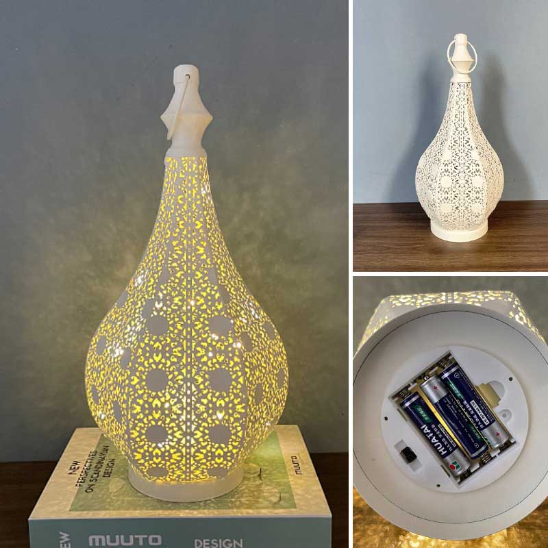 Gourd Shaped Hollow Iron Led Candle Holder Style:Style1;Size:12.5*12.5*30.5cm 3