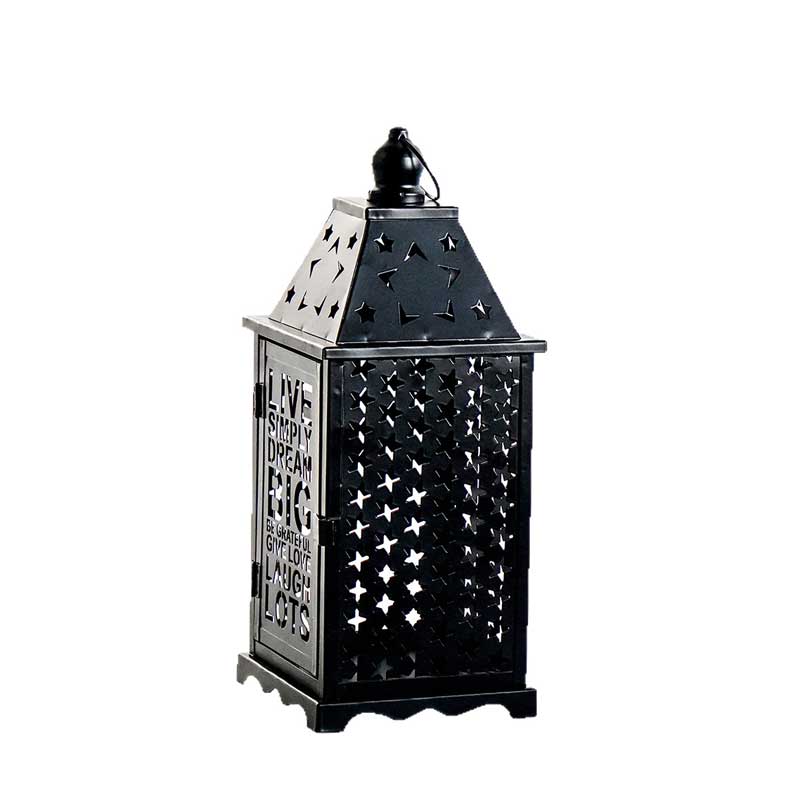 Hollow Moroccan Candle Holder, Star cutouts Black  , Metal Lantern Candle Holder