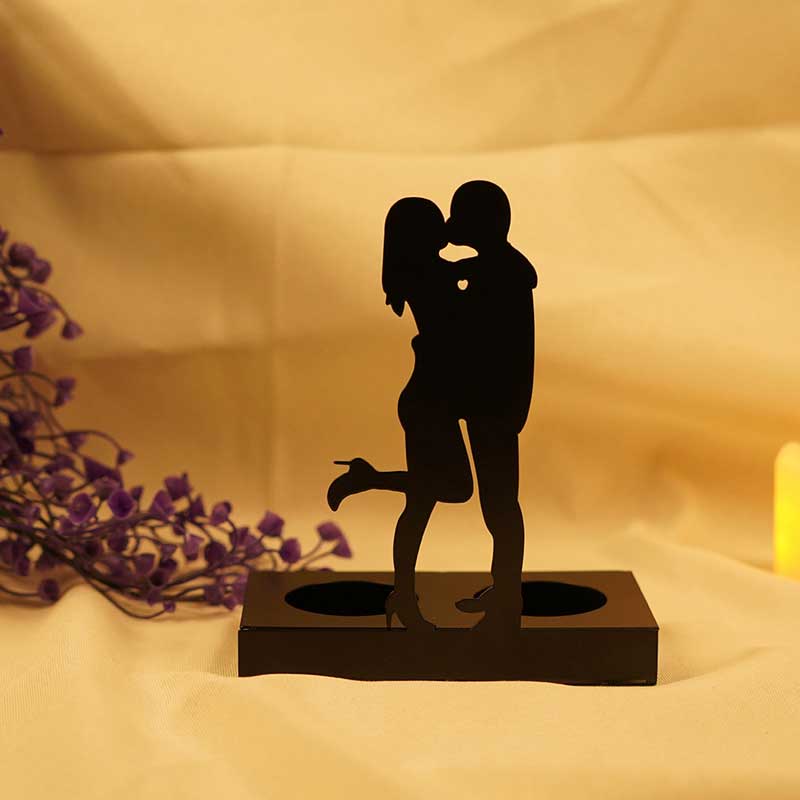 Romantic Love Silhouette Tealight Candle Holder Style2  , Creative Iron Couple Figurine - Wedding & Anniversary Gift