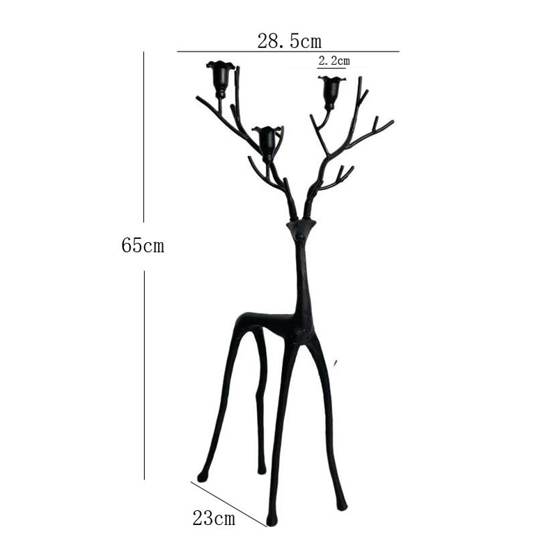 Deer Antlers Branches Iron Candle Holder (Set of 2) Color:Black;Size:16*15*46cm 2