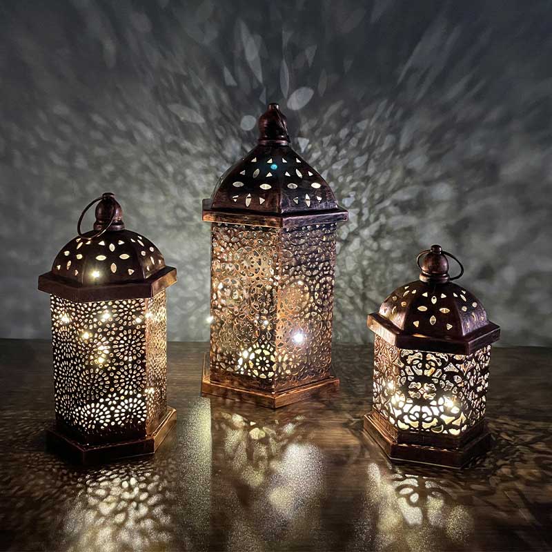 Vintage Moroccan Hollow Iron Lantern Candle Holder Color:Copper;Size:15*15*39.7cm 6