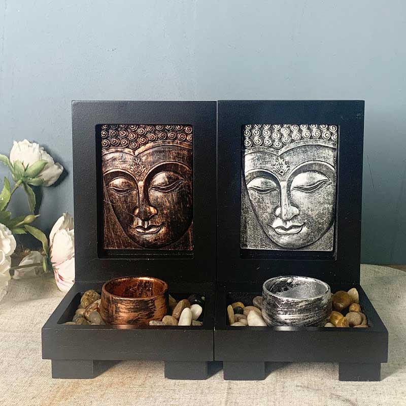 Zen Buddha Face Candle Holder Color:Silver 2