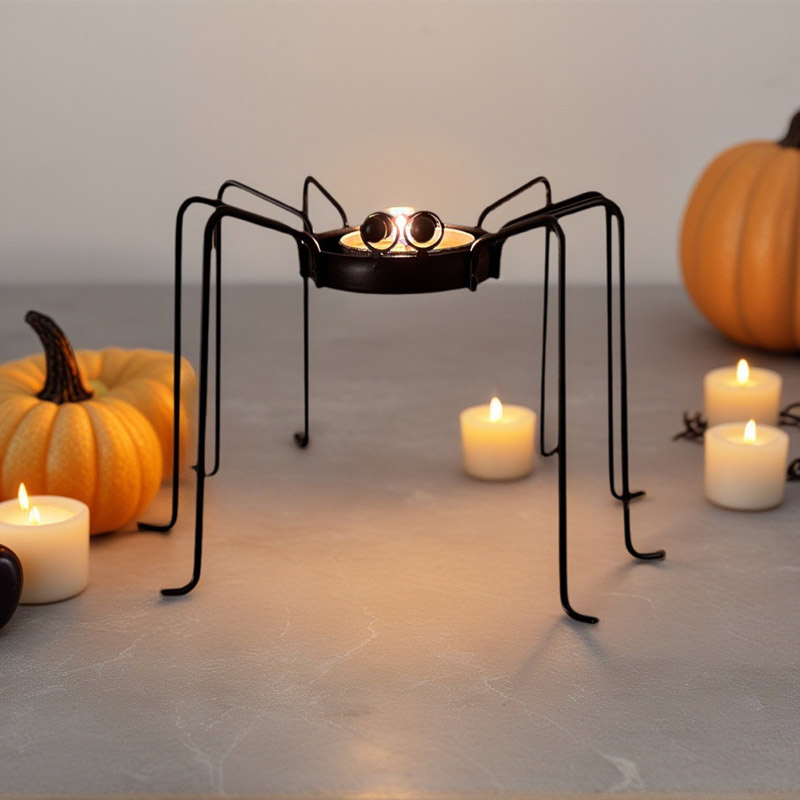 Halloween Long Legs Metal Spider Tealight Candle Holder Color:Black;Size:15.5*15.5*9.2cm 3