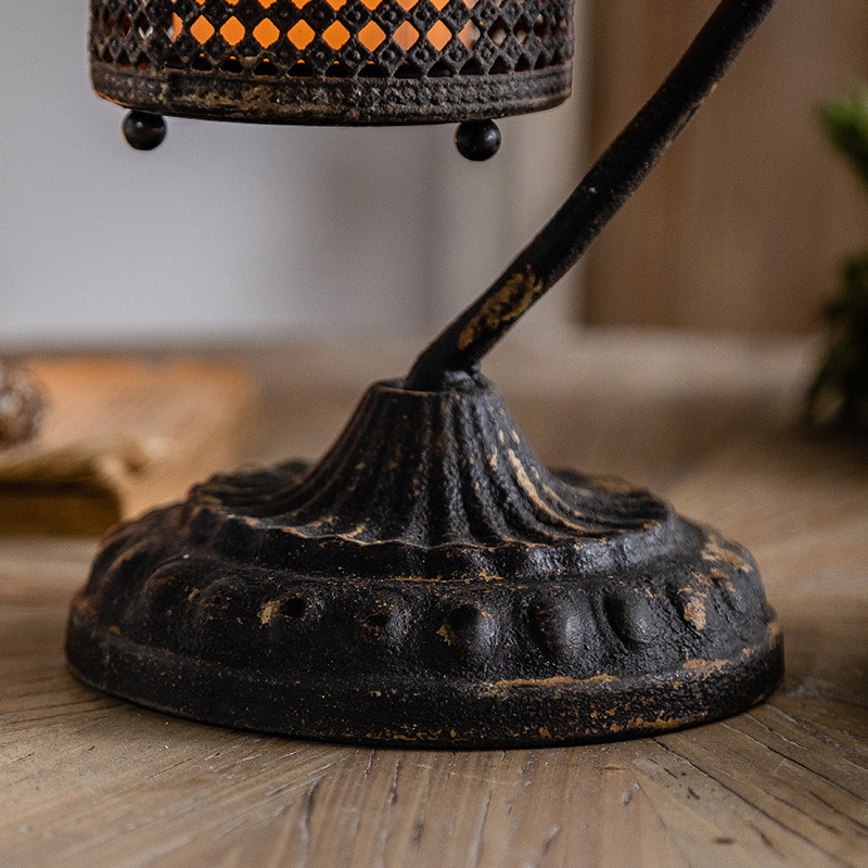 Vintage Wrought Iron Hanging Candle Holder,Curved Stand patterned base Color:Black 2