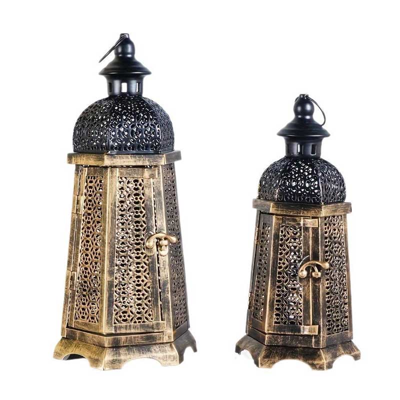 Hollow Carved Moroccan Vintage Iron Candle Holder, Decorative Candle  Lantern for Table & Floor - Lamp