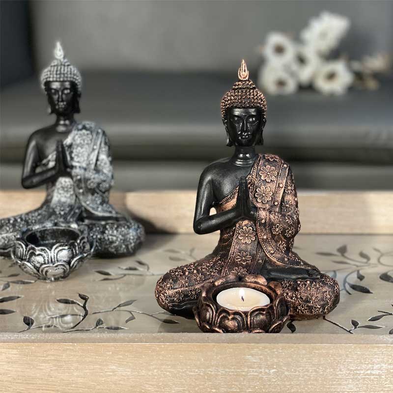 Zen Meditating Buddha Candle Holder,Black/Gold Color:Silver 1