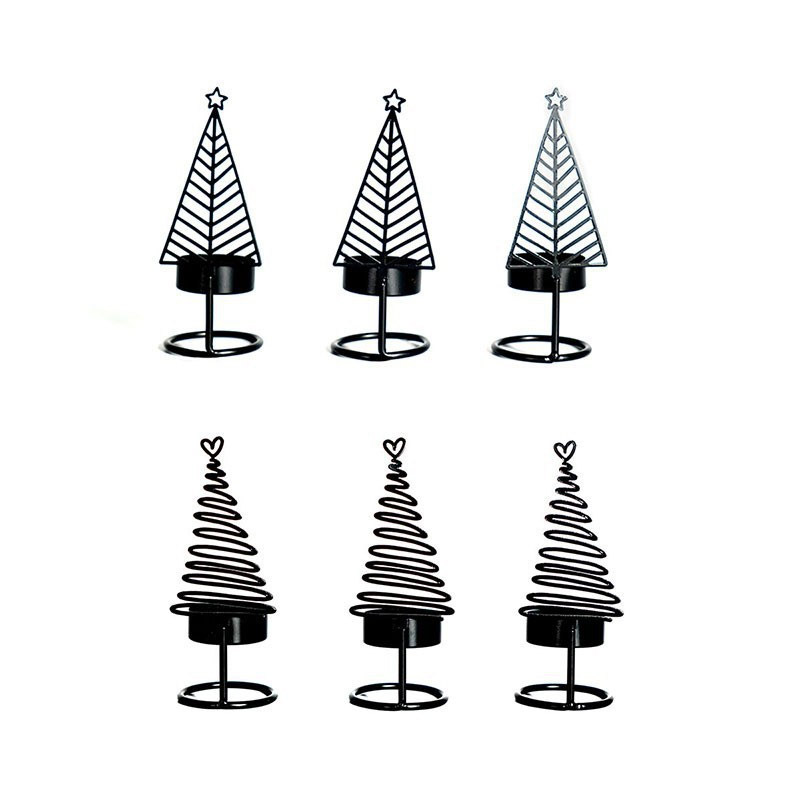 Black Christmas Tree Iron Candle Holder (Set of 2) Style1  