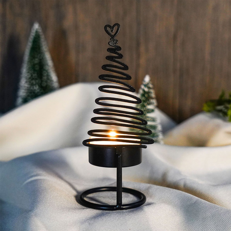 Black Christmas Tree Iron Candle Holder (Set of 2) Style:Style1 1