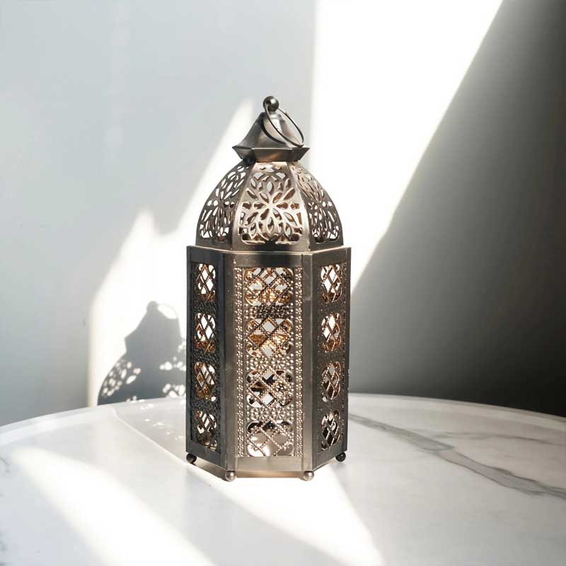Moroccan Hollow Wrought Iron Candle Lantern Size:12*12*28cm 4