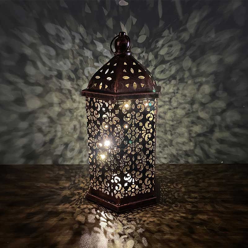 Vintage Moroccan Hollow Iron Lantern Candle Holder Color:Copper;Size:15*15*39.7cm 1
