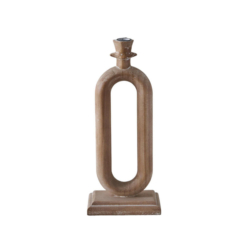 Retro Distressed Ellipse Wood Candlestick Holder