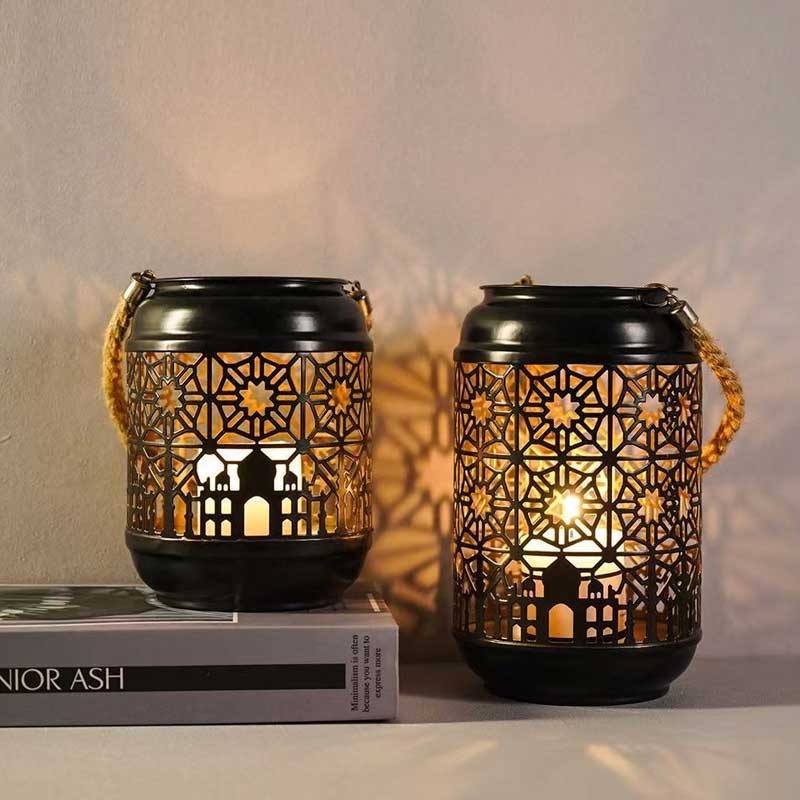 Hollow-Out Iron Art Candle Holder,Diameter 12.5cm,Mosque silhouette Size:12.5*12.5*16cm 2