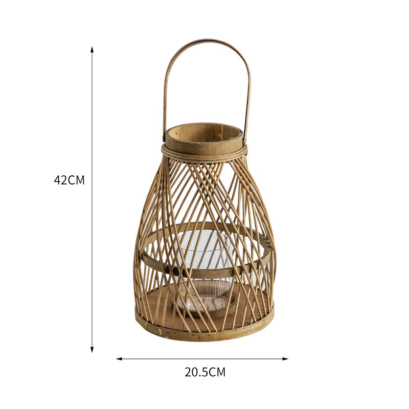 Vintage Rattan & Woven Bamboo Lantern Candle Holder Style2  