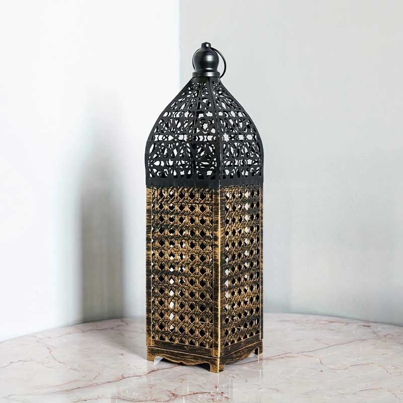 Retro Moroccan Hollow Iron Lantern/Candle Holder 9.1*9.1*31.3cm  , Vintage Home Decor