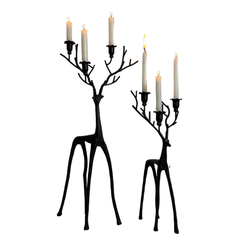 Deer Antlers Branches Iron Candle Holder (Set of 2) Color:Black;Size:16*15*46cm 4