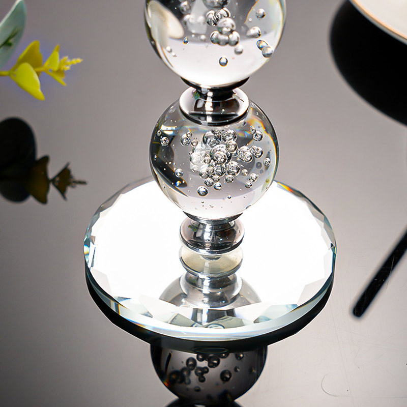 Set of 3 Flower Crystal  Bubble Ball Candlesticks Size:7.5*7.5*24cm 1