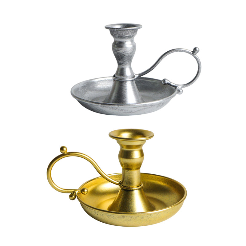 Vintage Handheld Single Candlestick Holder, Gold/Silver