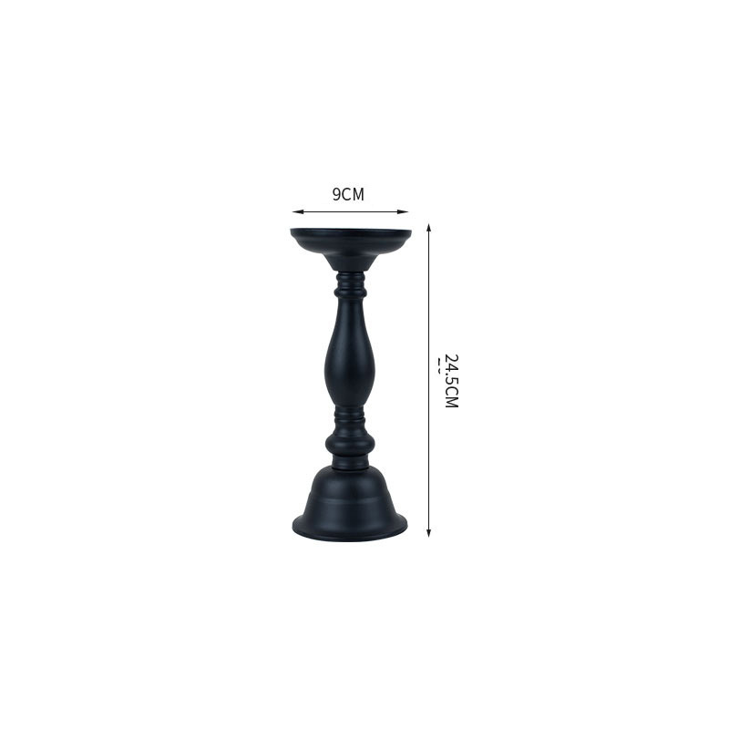 Modern Minimalist Plated & Painted Iron Candlestick - Gold/Matte Black 2-Piece Set Color:Black;Size:9*9*24.5cm