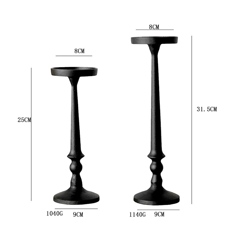 Vintage Cast Iron Candlestick Set - Matte Gold/Matte Black Color:Black;Size:9*9*25Cm 1