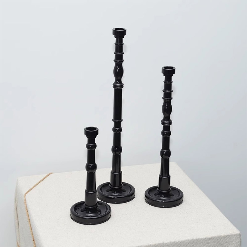 Black Iron Candlestick Set Color:Black 2