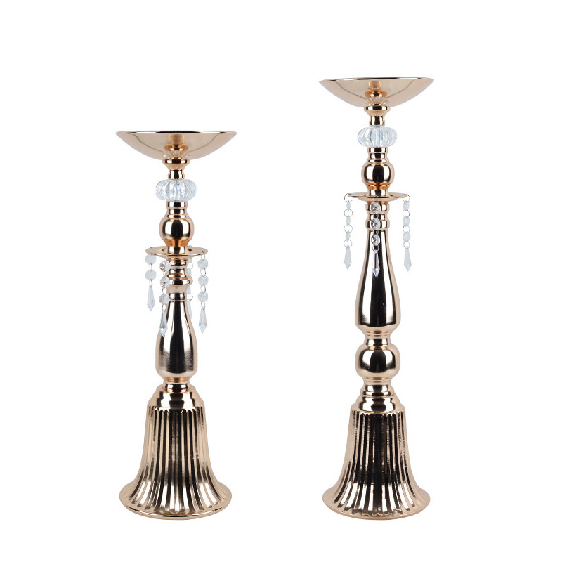 crystal Pendant flared base candle holder