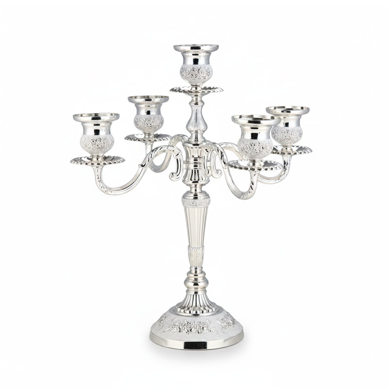 3-Arm & 5-Arm Vintage European Iron Candelabra Cups:5 cups;Color:Silver