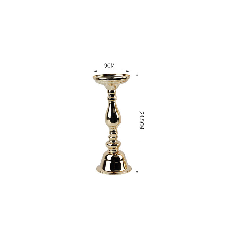 Modern Minimalist Plated & Painted Iron Candlestick - Gold/Matte Black 2-Piece Set Color:Gold;Size:9*9*24.5cm