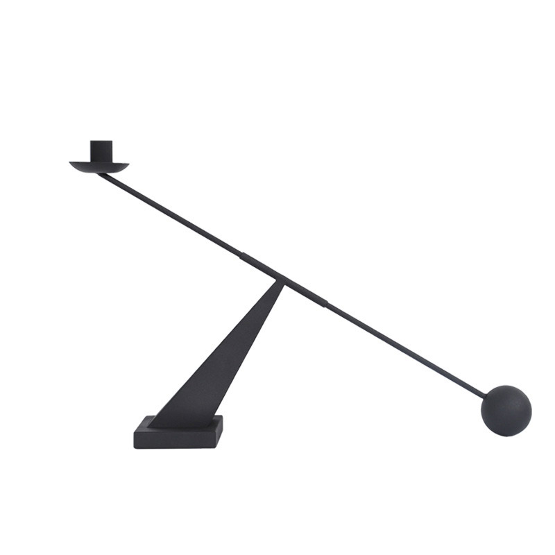 Modern Abstract Balancing Iron Candlestick,Seesaw Candle Holder Color:Black